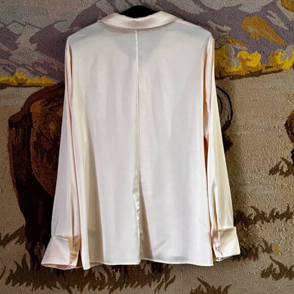 Boston Proper Sz 18 (XL) Womens Blouse Button Up Long Sleeve Light Peach - Picture 6 of 10